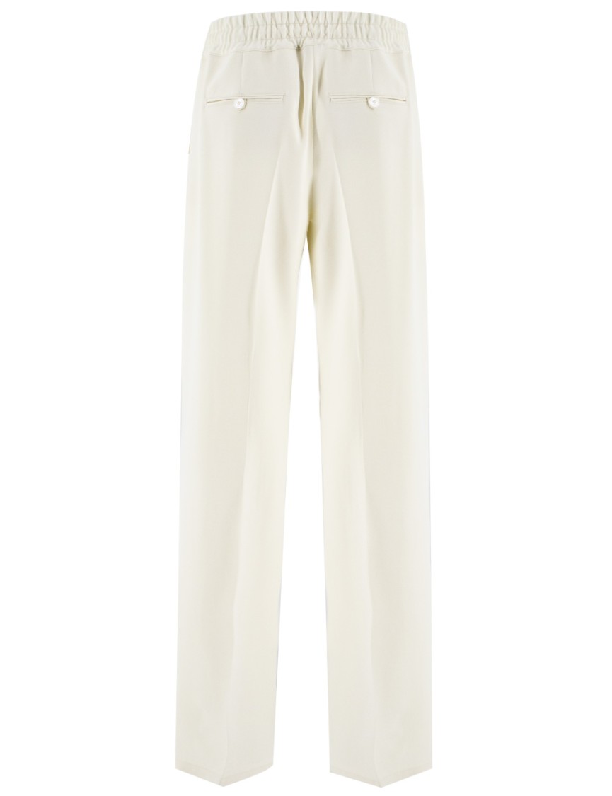 Shop Kiton Loose-fit Silk Trousers With Drawstring Waistband In White