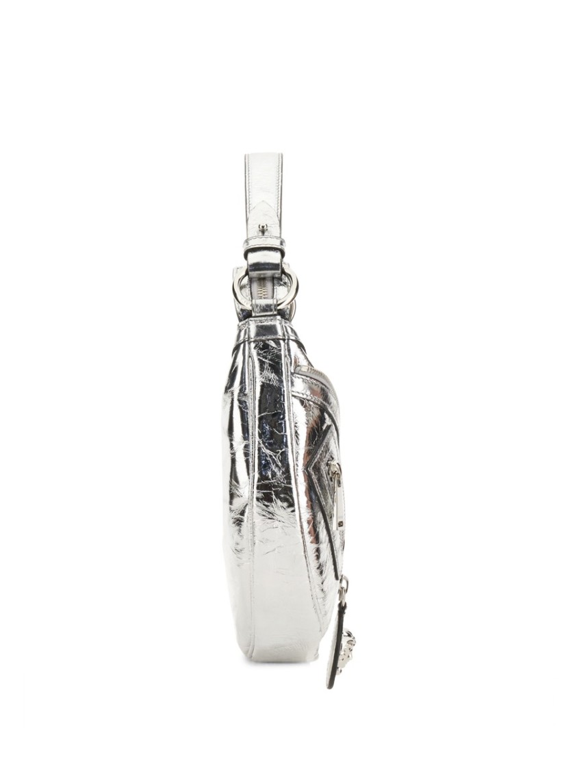 Versace Repeat Small Hobo Bag In Silver