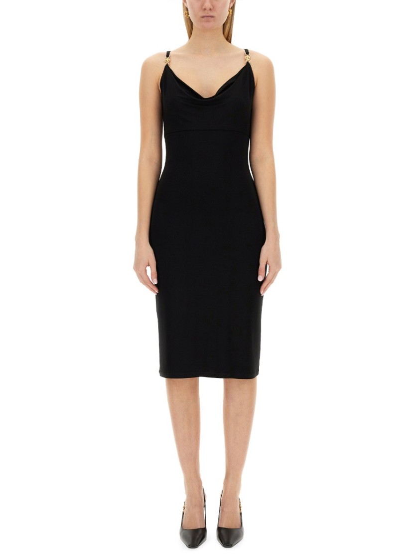 Versace La Medusa Midi Dress In Black