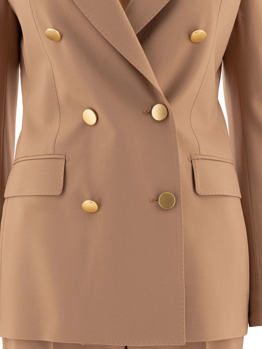 Tagliatore Beige Wool-elastan Blend Suit In Brown