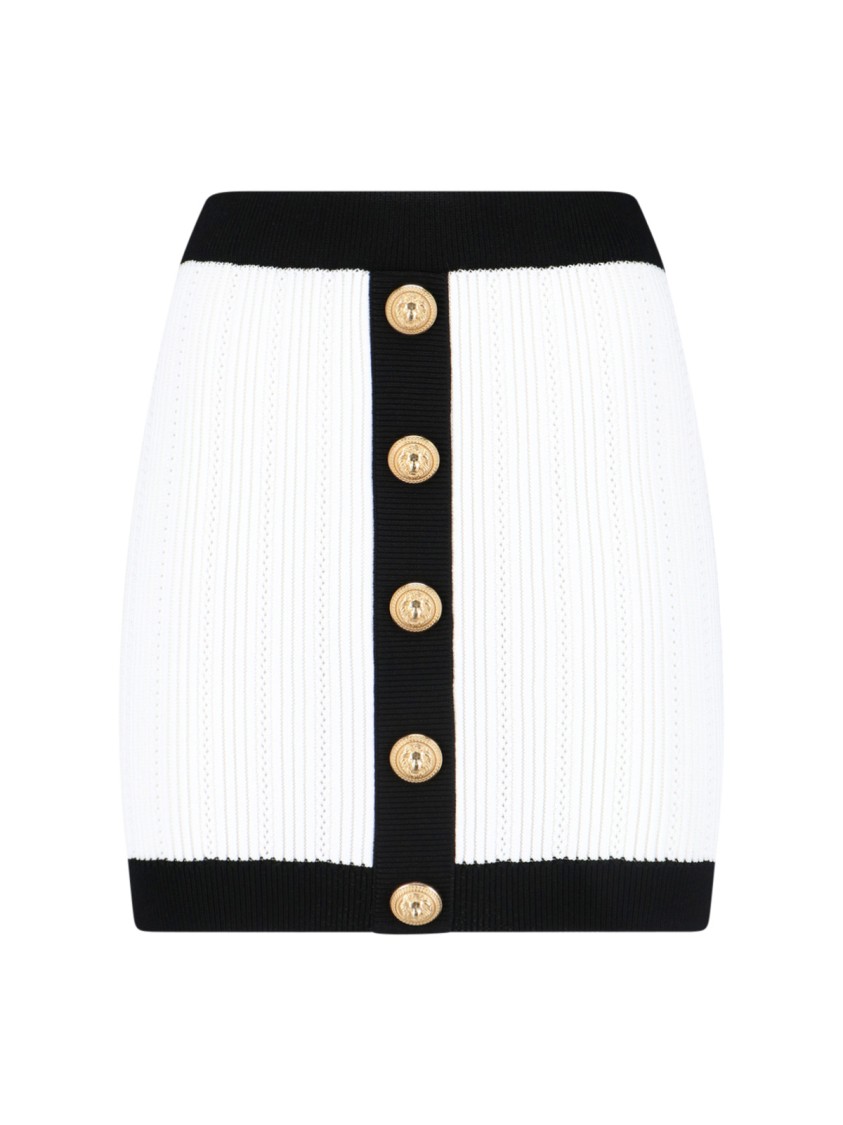 Balmain Mini Skirt In White Viscose Blend