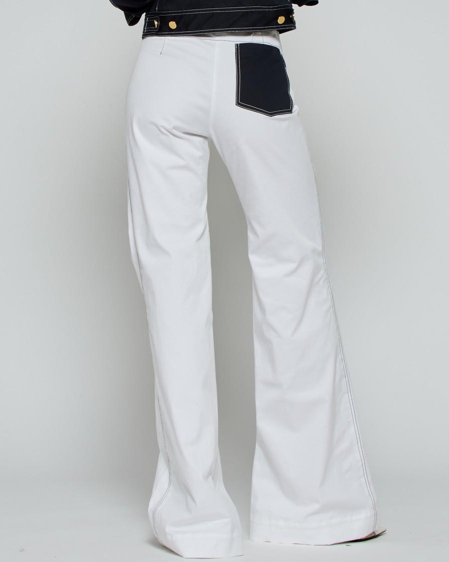 Serena Bute Flare Trouser With Contrast Pockets - White