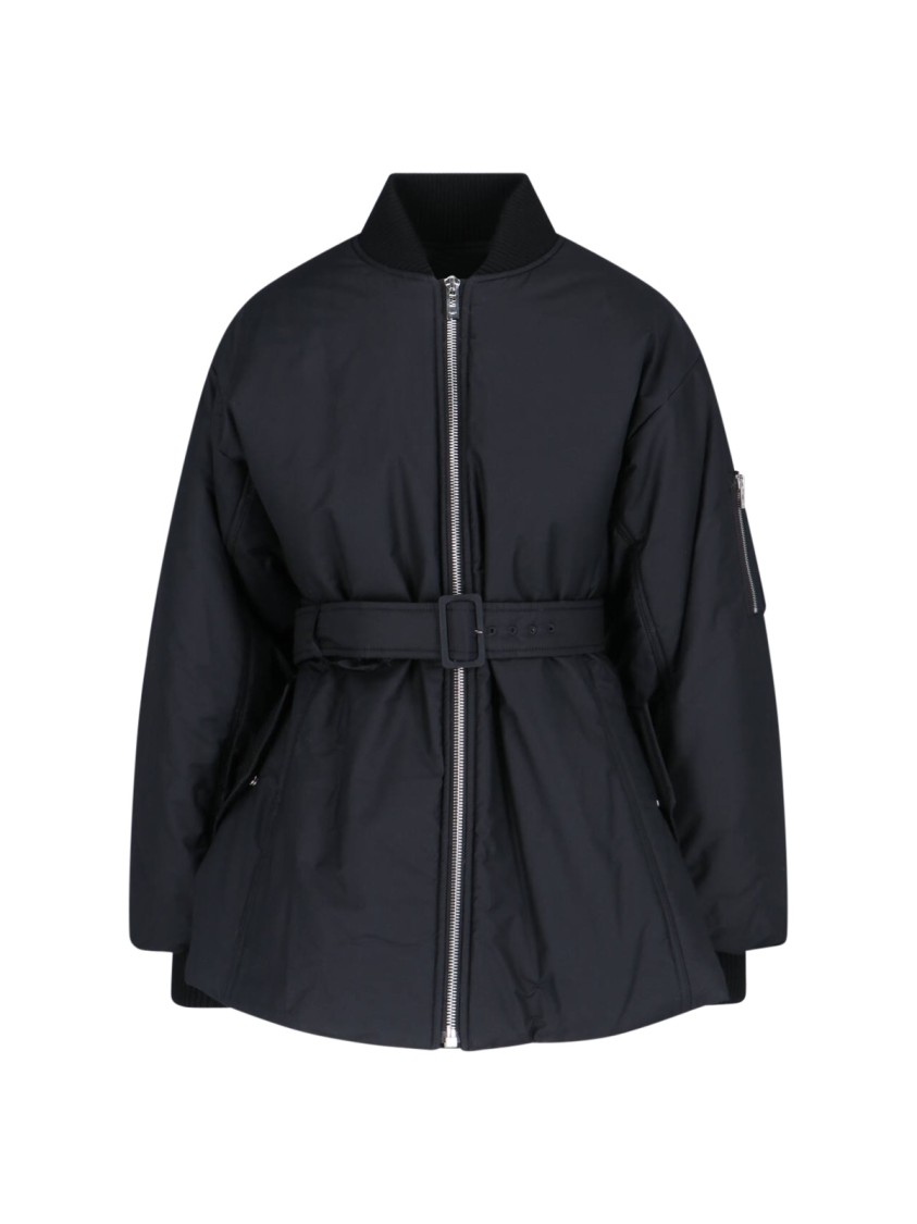 Alaïa Black Cotton Blend Bomber Jacket With Draped Details In Black