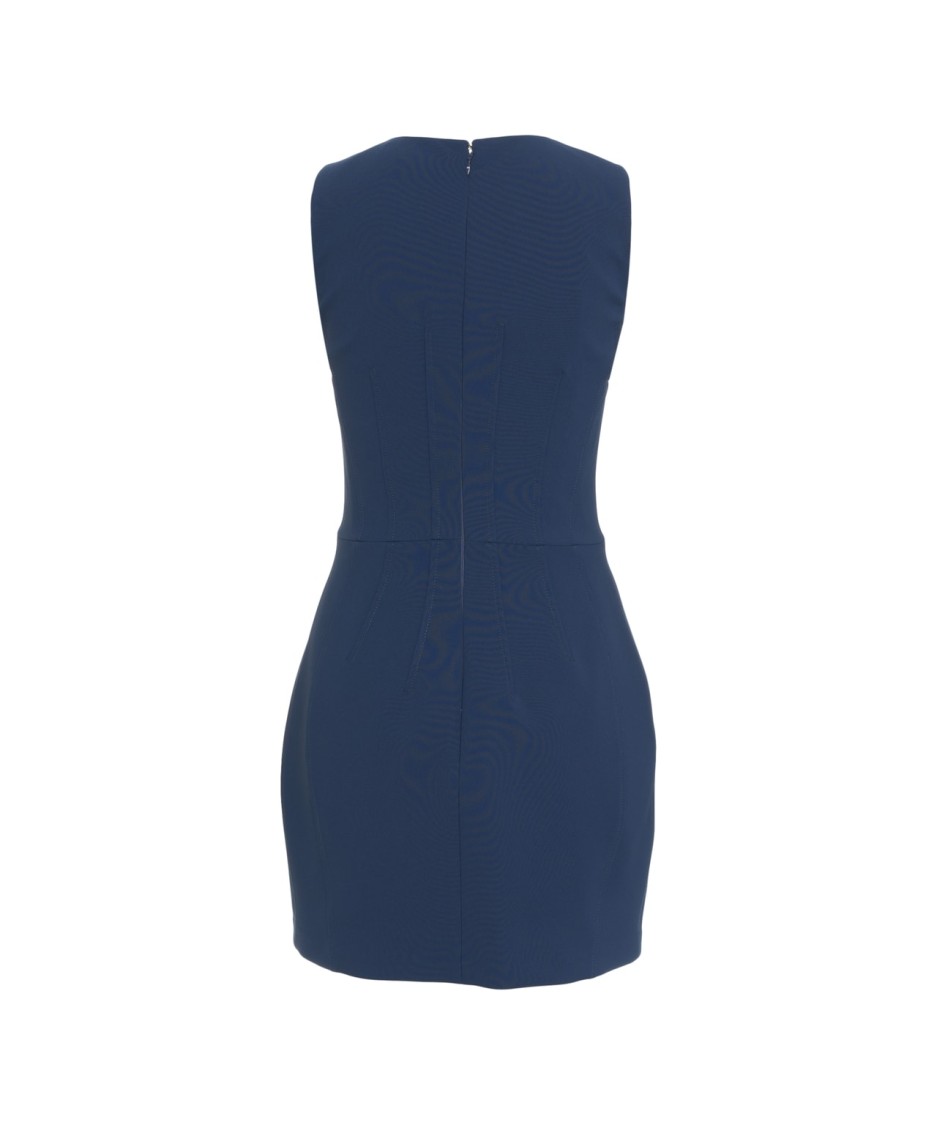 Elisabetta Franchi Slim Fit Blue Mini Dress With Metallic Accents In Blue