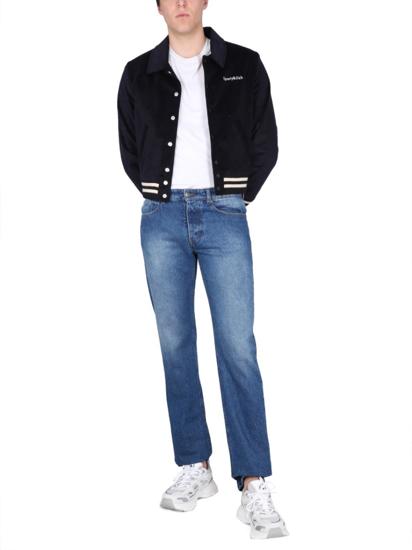 Sporty And Rich Cropped Black Varsity Jacket
