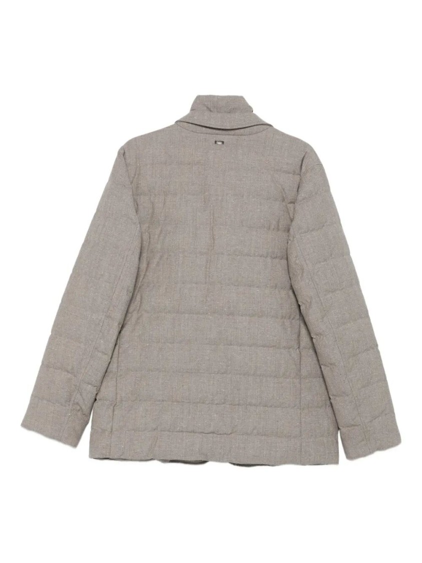 Herno Quilted Wool Jacket With Classic Collarfit In Gray