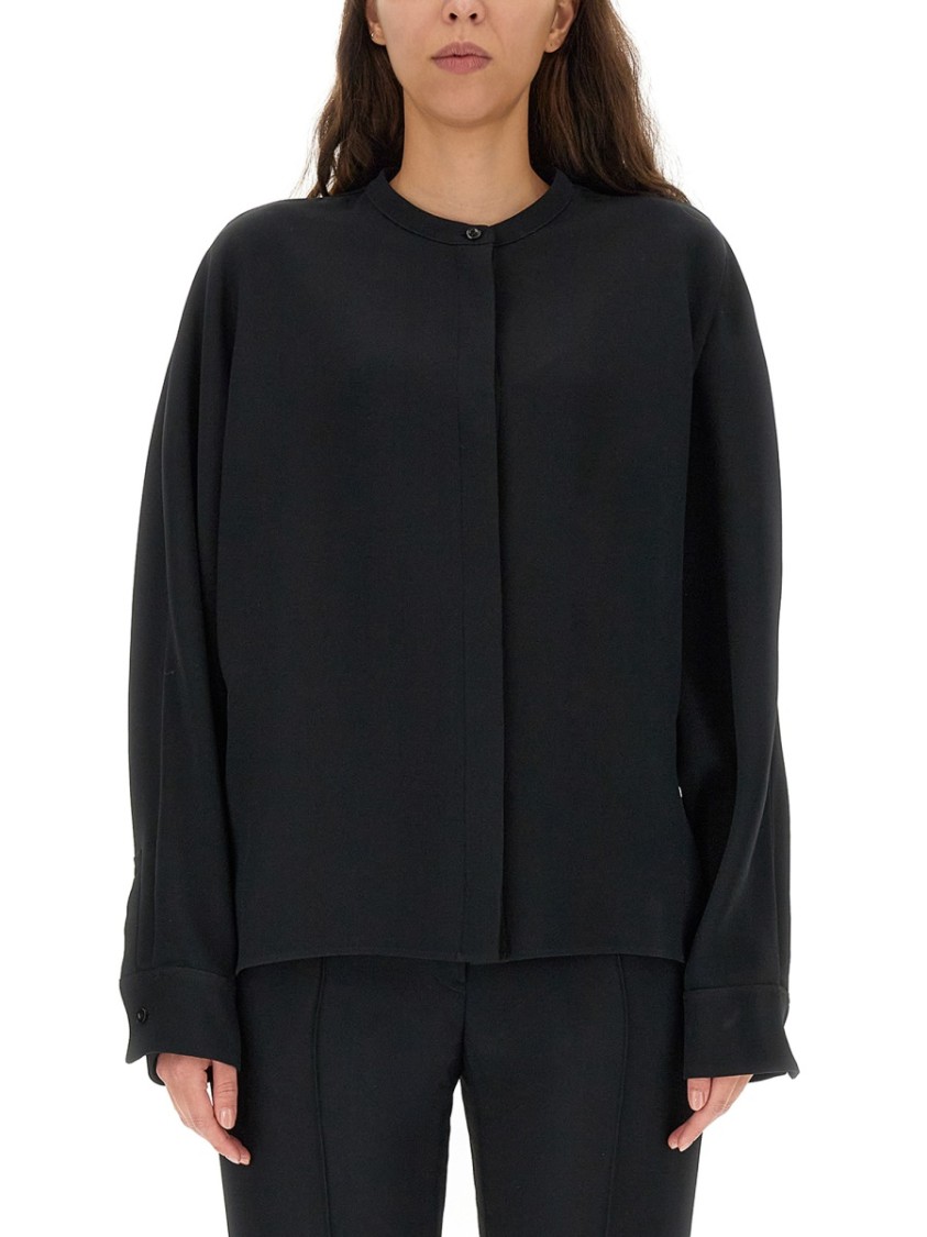 Jil Sander Relaxed-fit Viscose Blend Shirt With Button Closure In Black