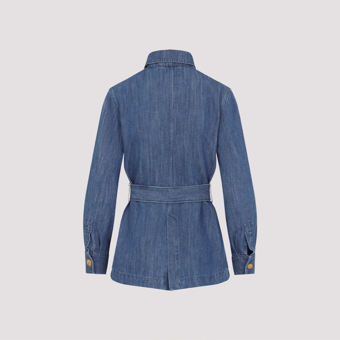 Shop Valentino Medium Blue Denim Cotton Jacket In Grey