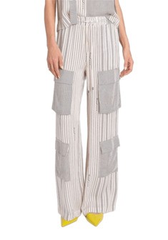 TWINSET ACTITUDE TWINSET ACTITUDE WIDE-LEG TROUSERS WITH DEEP BLUE STRIPE DESIGN