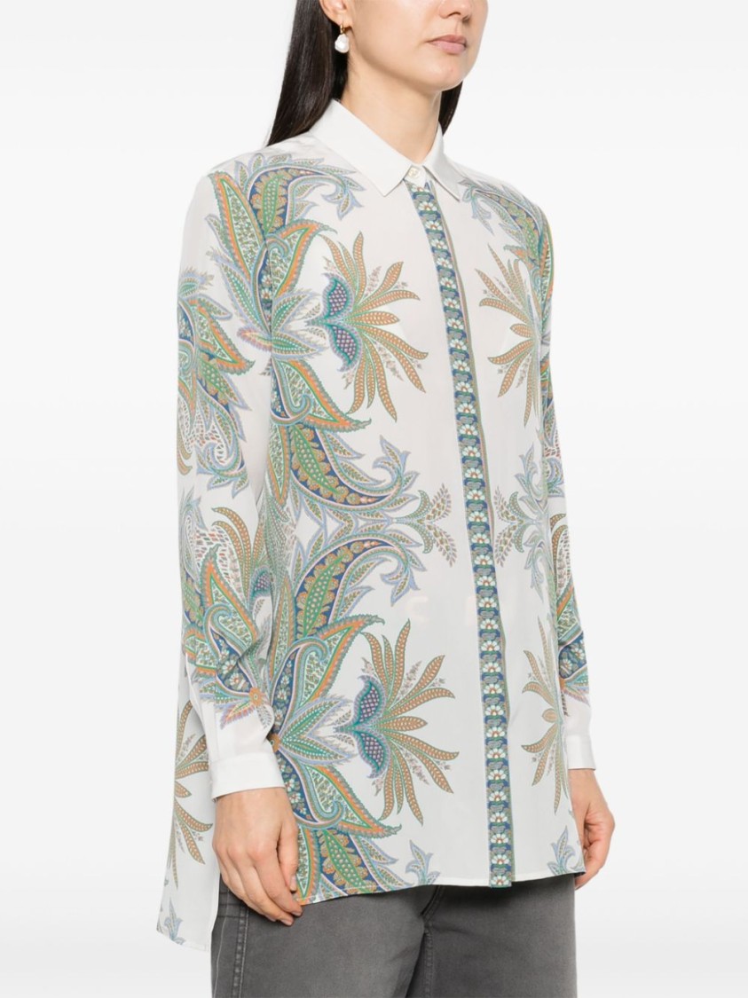 Etro Paisley Print Silk Shirt With Buttoned Cuffs
