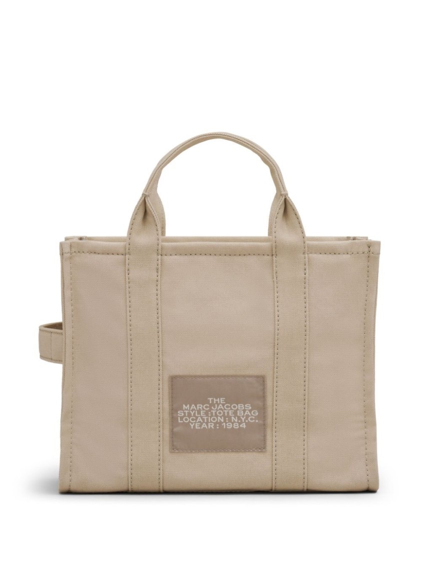Marc Jacobs Tote Bag With Detachable Strap And Bold Lettering In Neutrals
