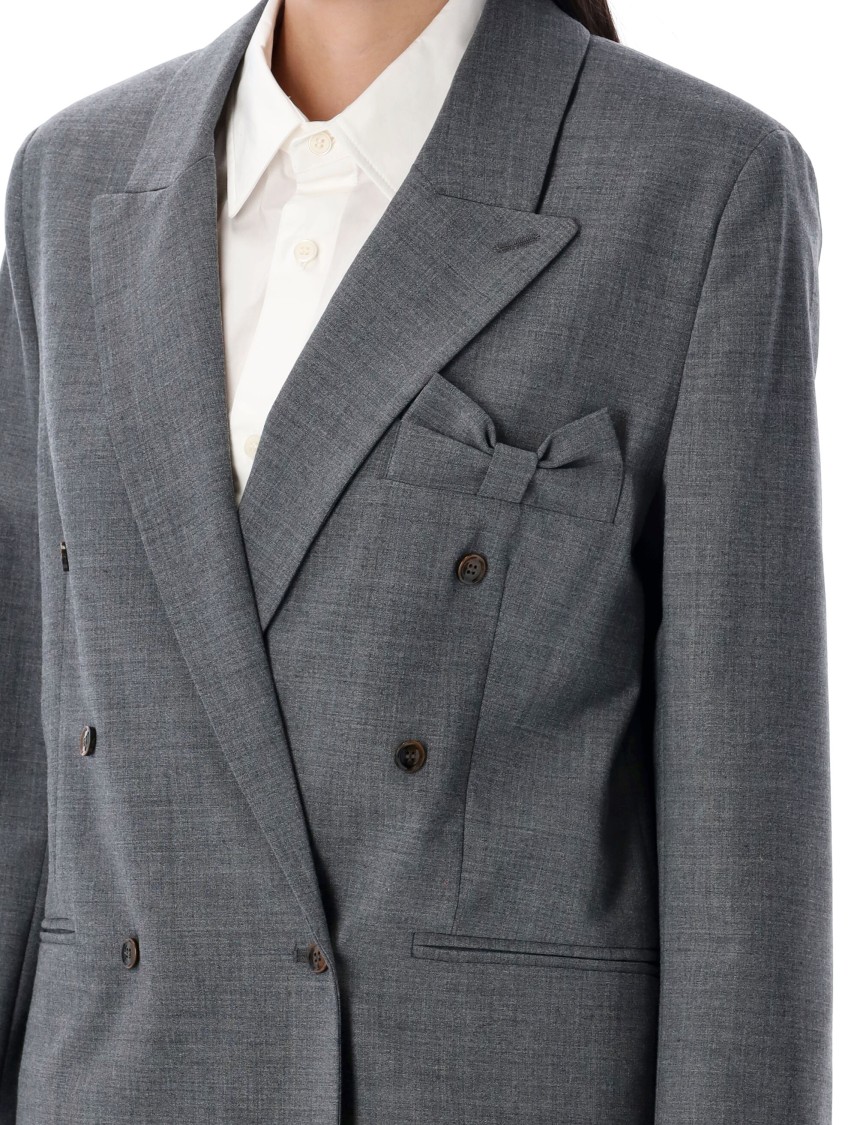 The Garment Double-breasted Blazer With Peaked Lapel In Gray