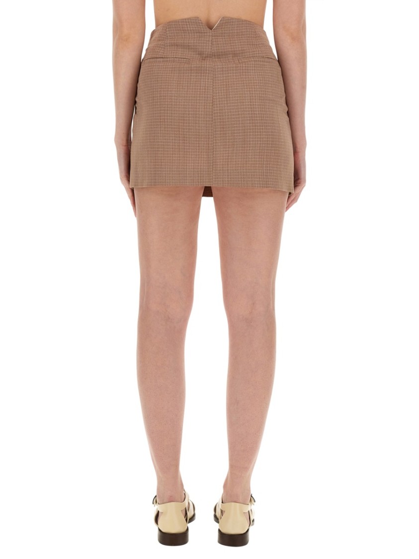 Alysi Classic Check Mini Skirt With Tailored Pleats In Brown