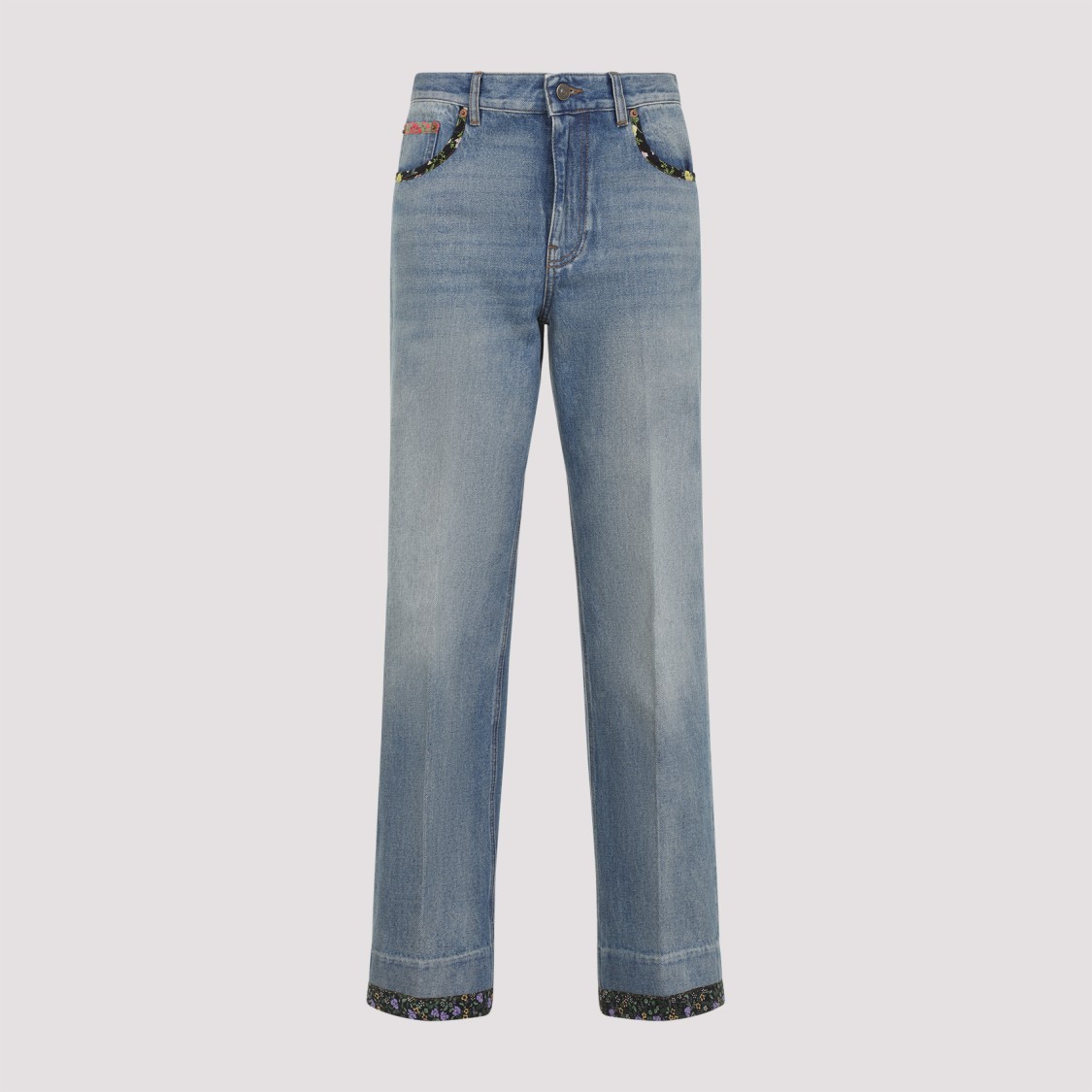 Valentino Straight-fit Denim Pants With Colorful Embellishments
