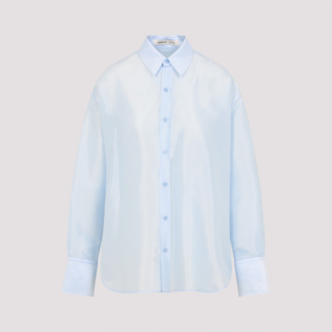 Carven Logo Embroidered Buttoned Shirt In Blue