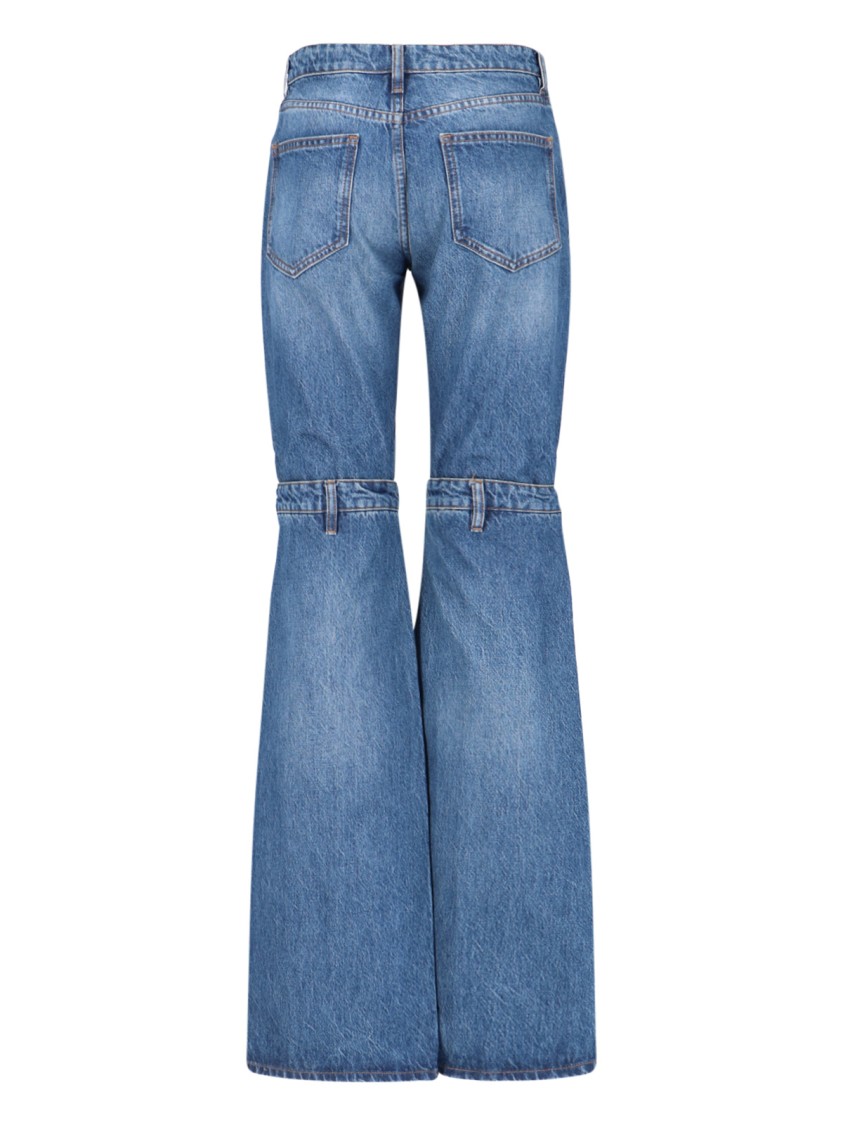 COPERNI COPERNI OPEN KNEES BOOTCUT JEANS IN BLUE DENIM