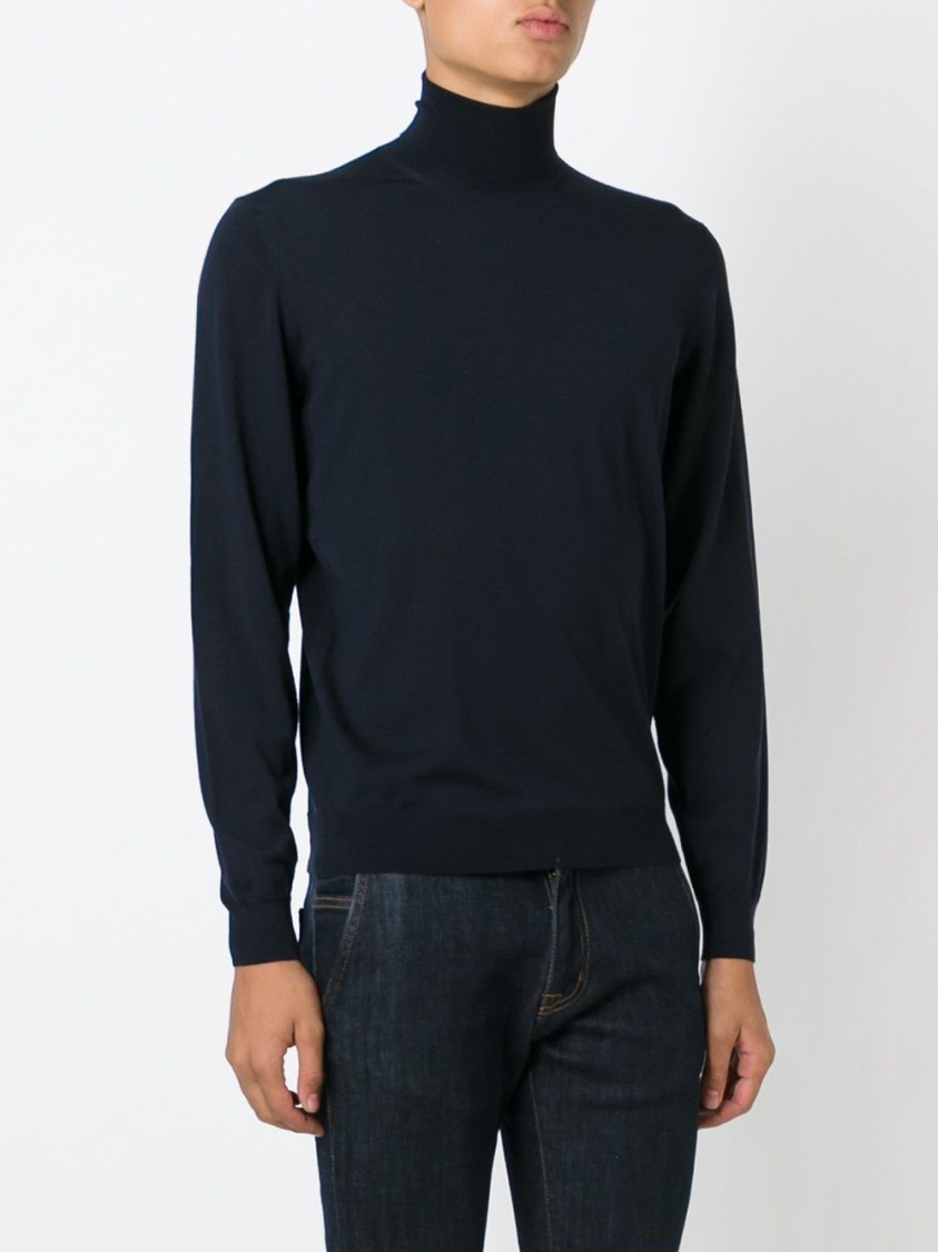 Drumohr Turtleneck Merino Wool Sweater With Ribbed Edge