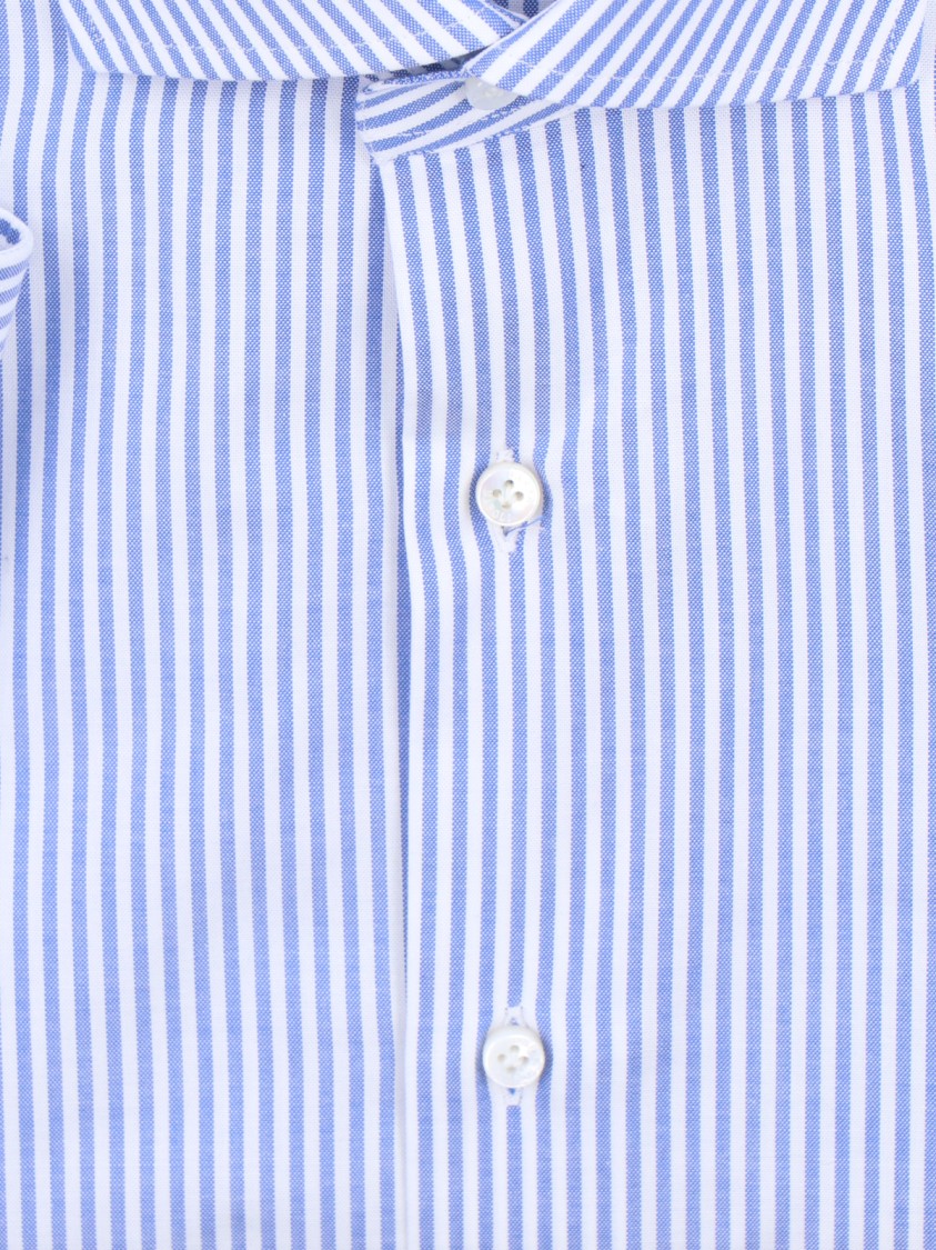 Barba Napoli Striped Pattern Shirt Collar Button-down