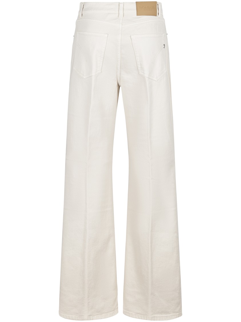 Dondup Wide-leg Trousers With High Waist And Classic Five-pocket Styling In Neutral