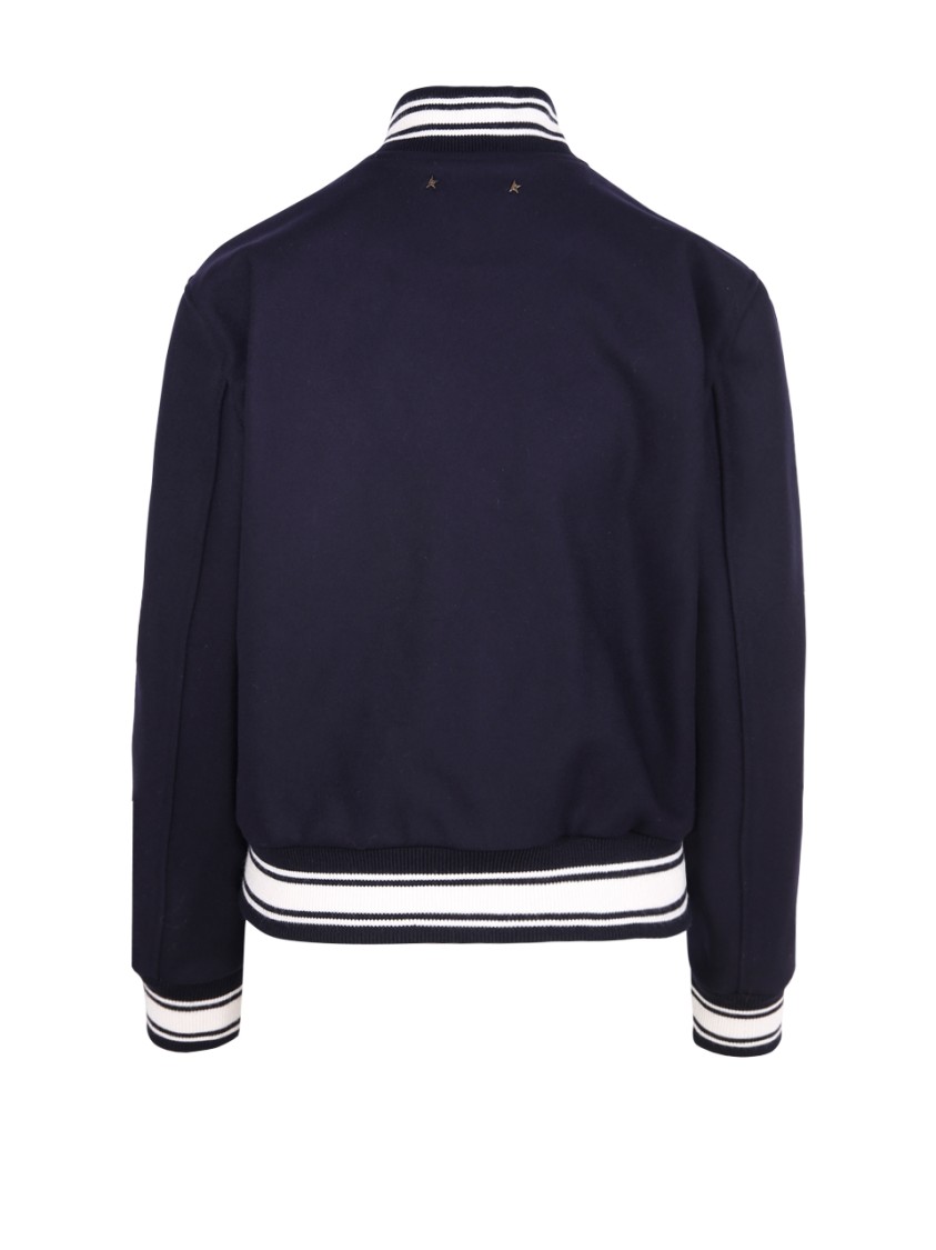 Golden Goose Dark Blue Virgin Wool Bomber Jacket