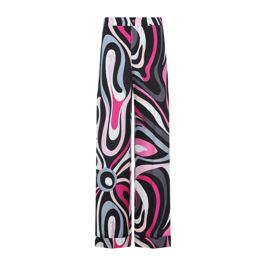 Shop Pucci Wide-leg Trousers With Abstract Print In Luxurious Silk