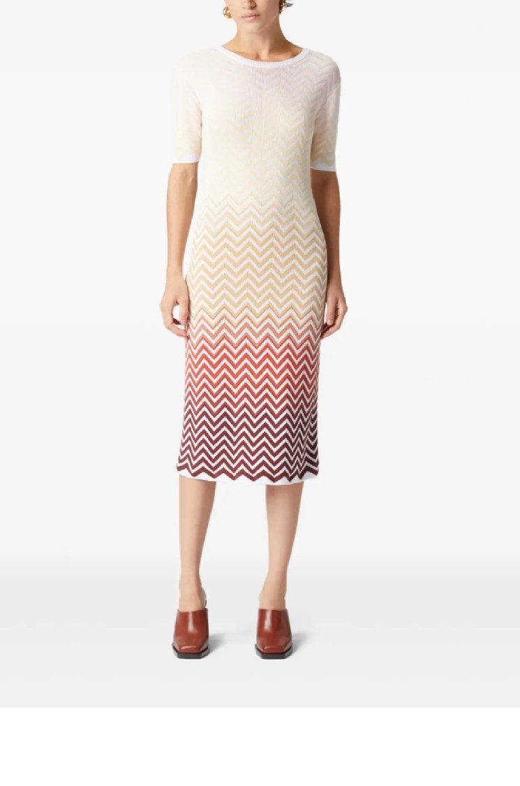 Missoni Chevron Pattern Maxi Dress In Cotton Blend In Multi
