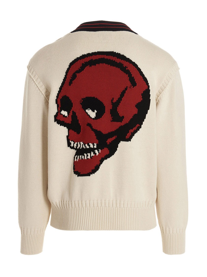 Alexander Mcqueen Skull Intarsia Bitton In White