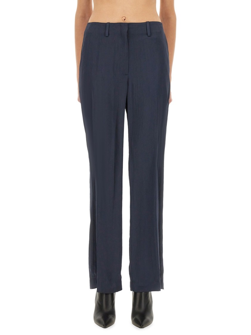 Theory Tailored High Waist Wide Leg Trousers In Blue