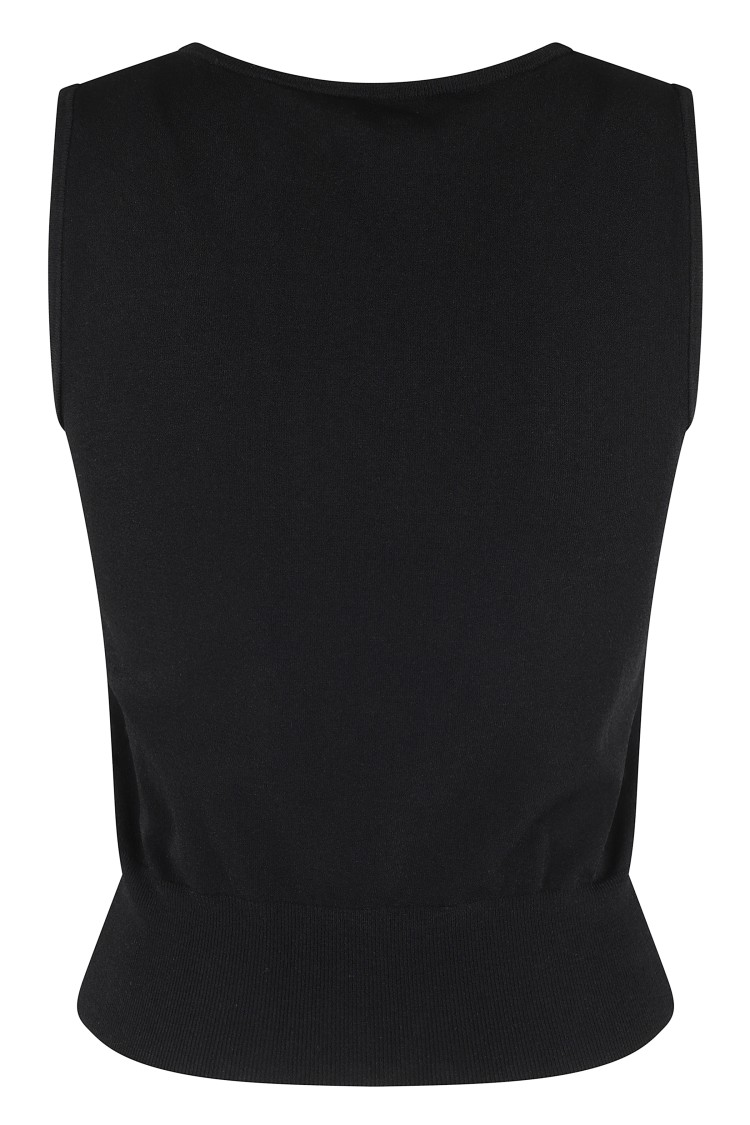 Roberto Collina White Cotton Blend Crew-neck Tank Top In Black