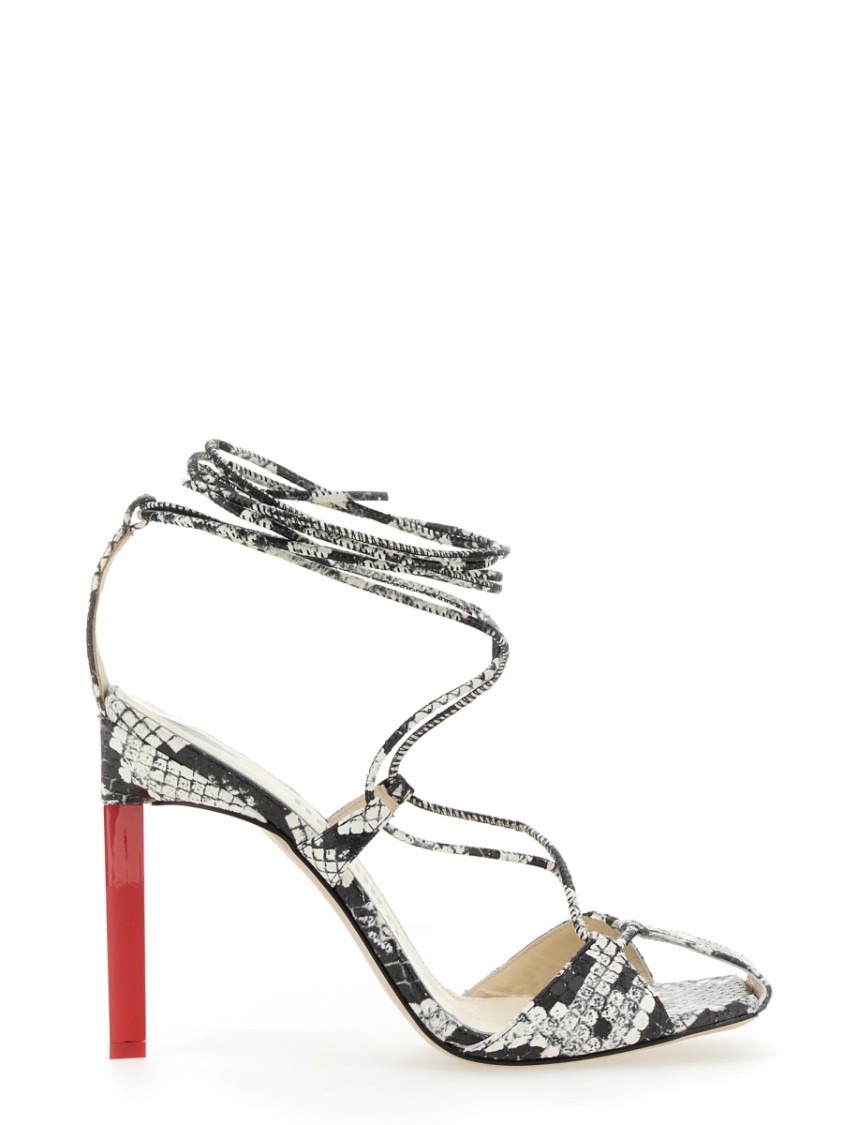 Attico Adele Snakeskin-print Sandals In Black And White Leather Woman In Multicolor