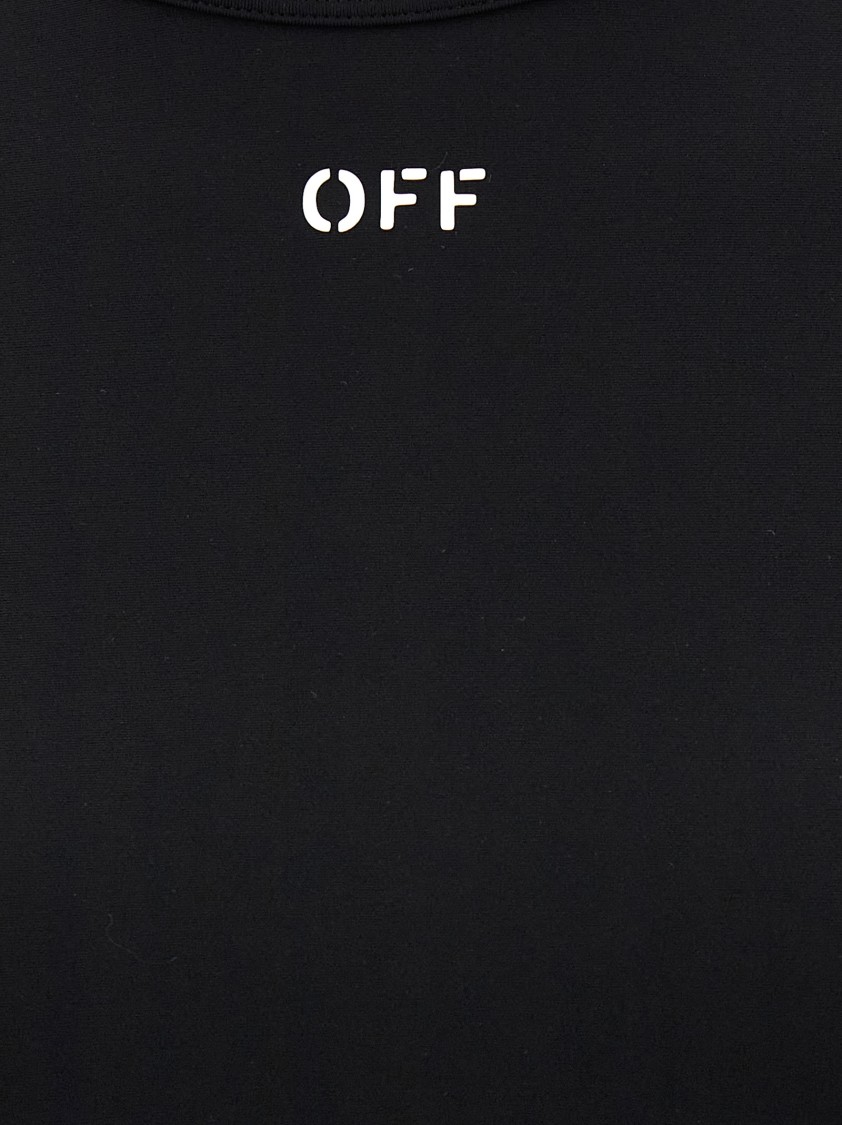 Off-white Fitted Crop Top With Unique Cut-out Details In Black