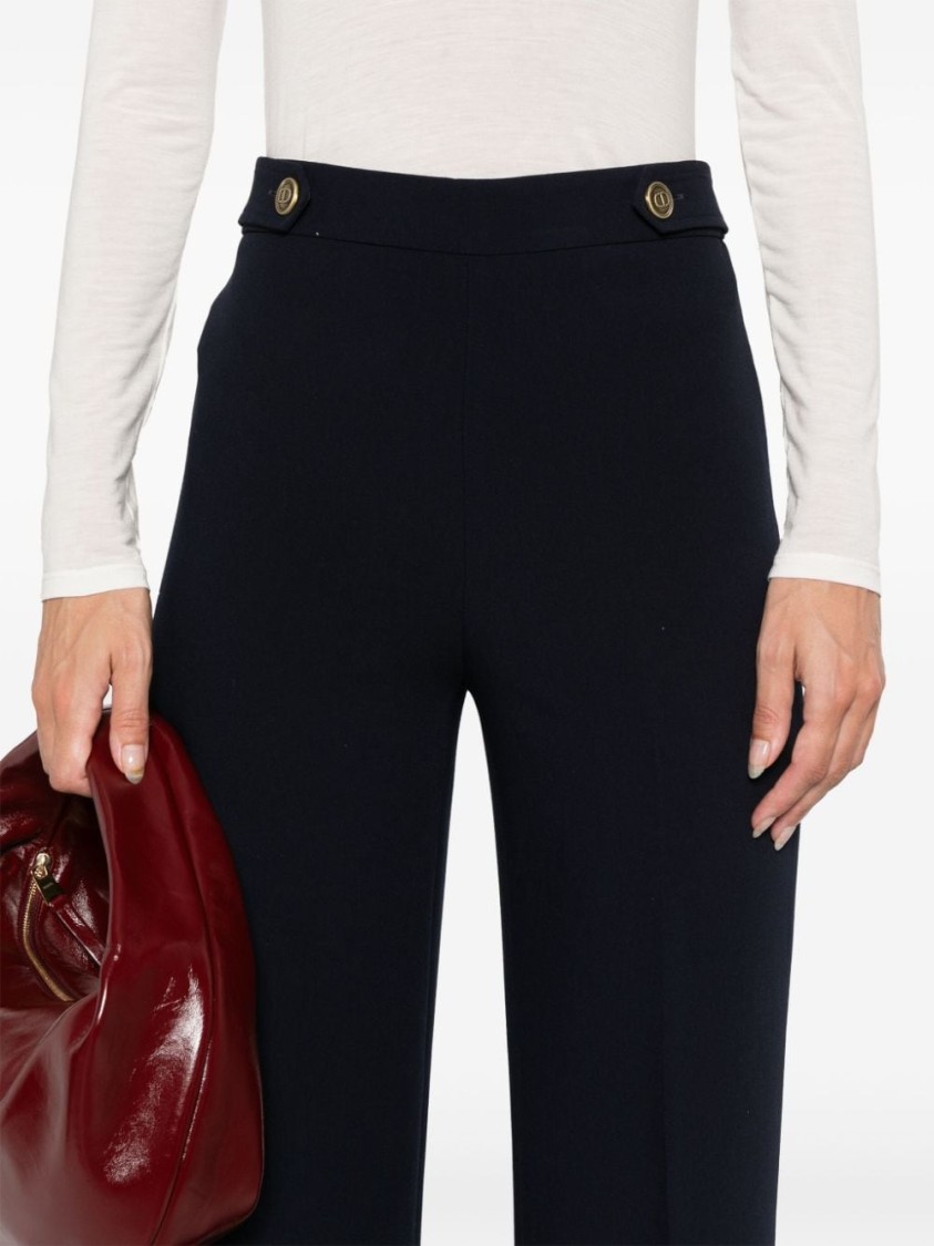 Twinset Cady High-waist Trousers In Black