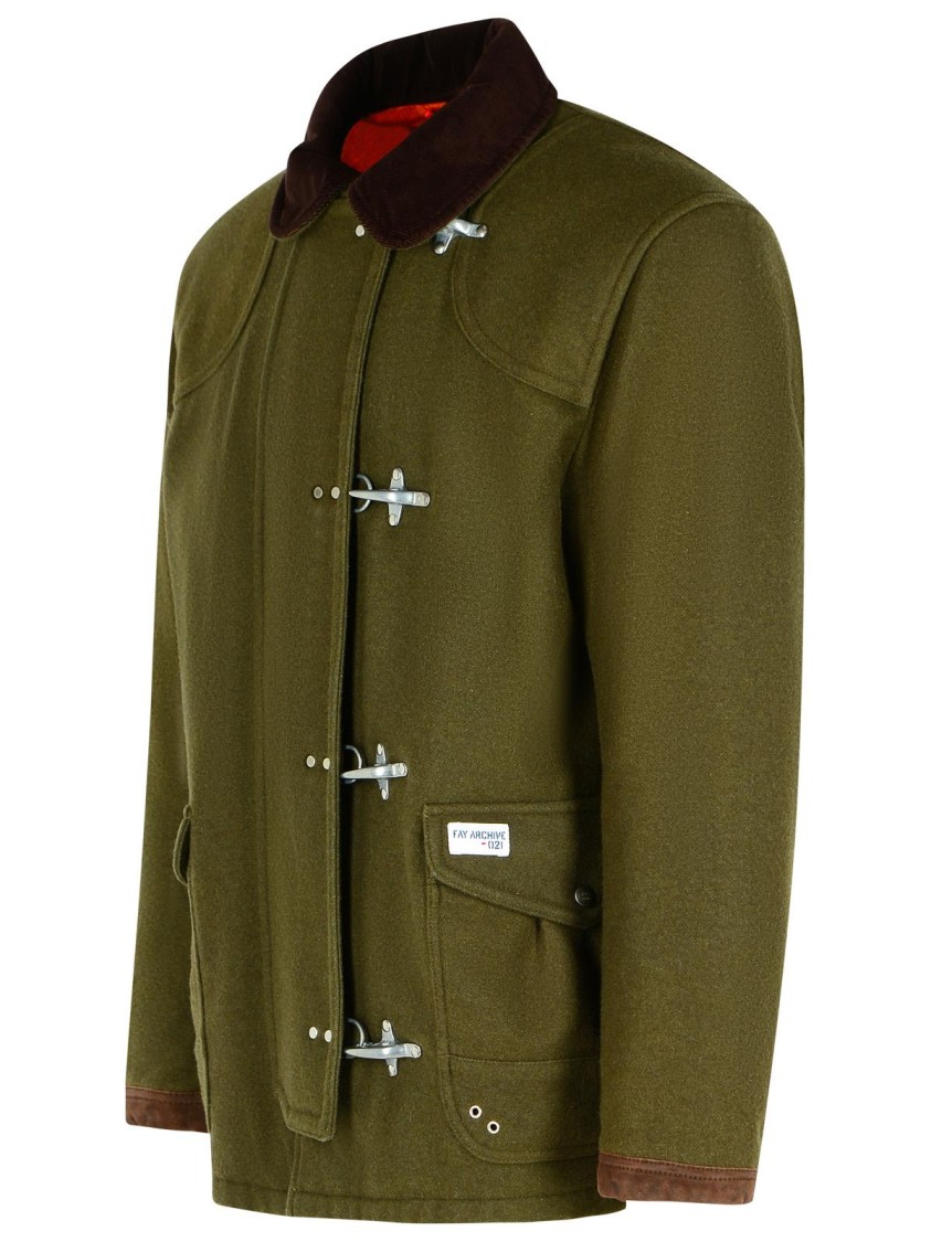 Fay 4ganci Green Wool Blend Jacket In Multi