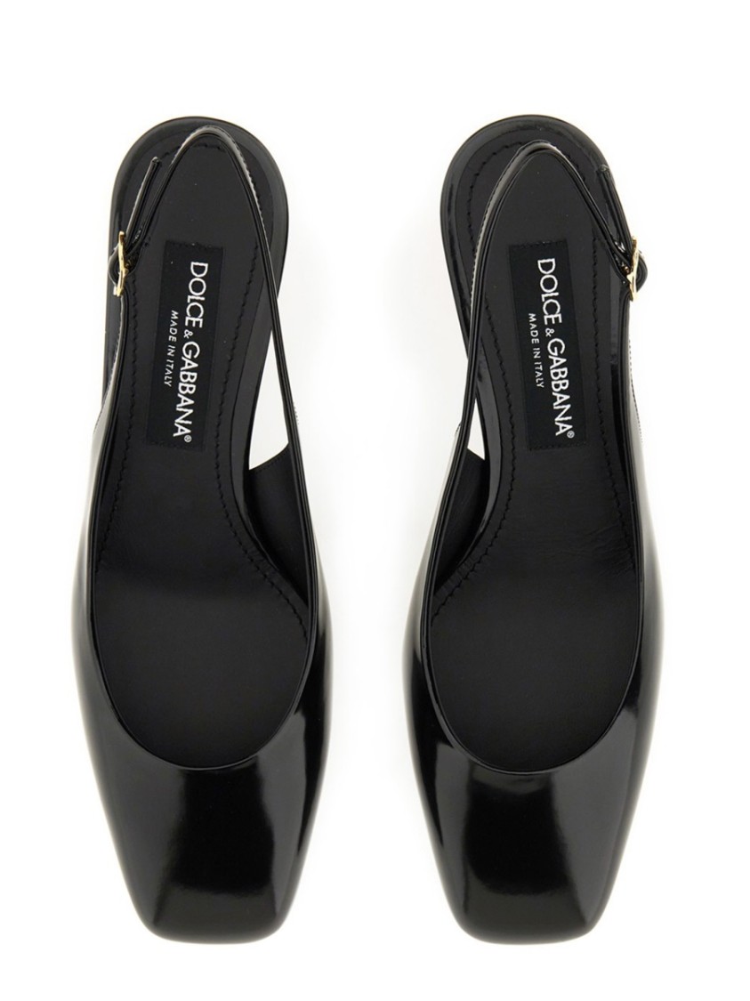Dolce & Gabbana Black Décolleté With Dg Logo On The Heel In Black
