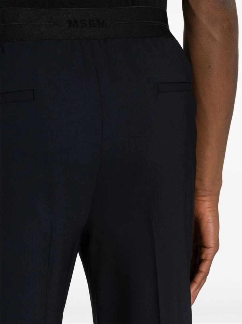 Msgm Tailored Black Trousers With Smooth Finish In Black