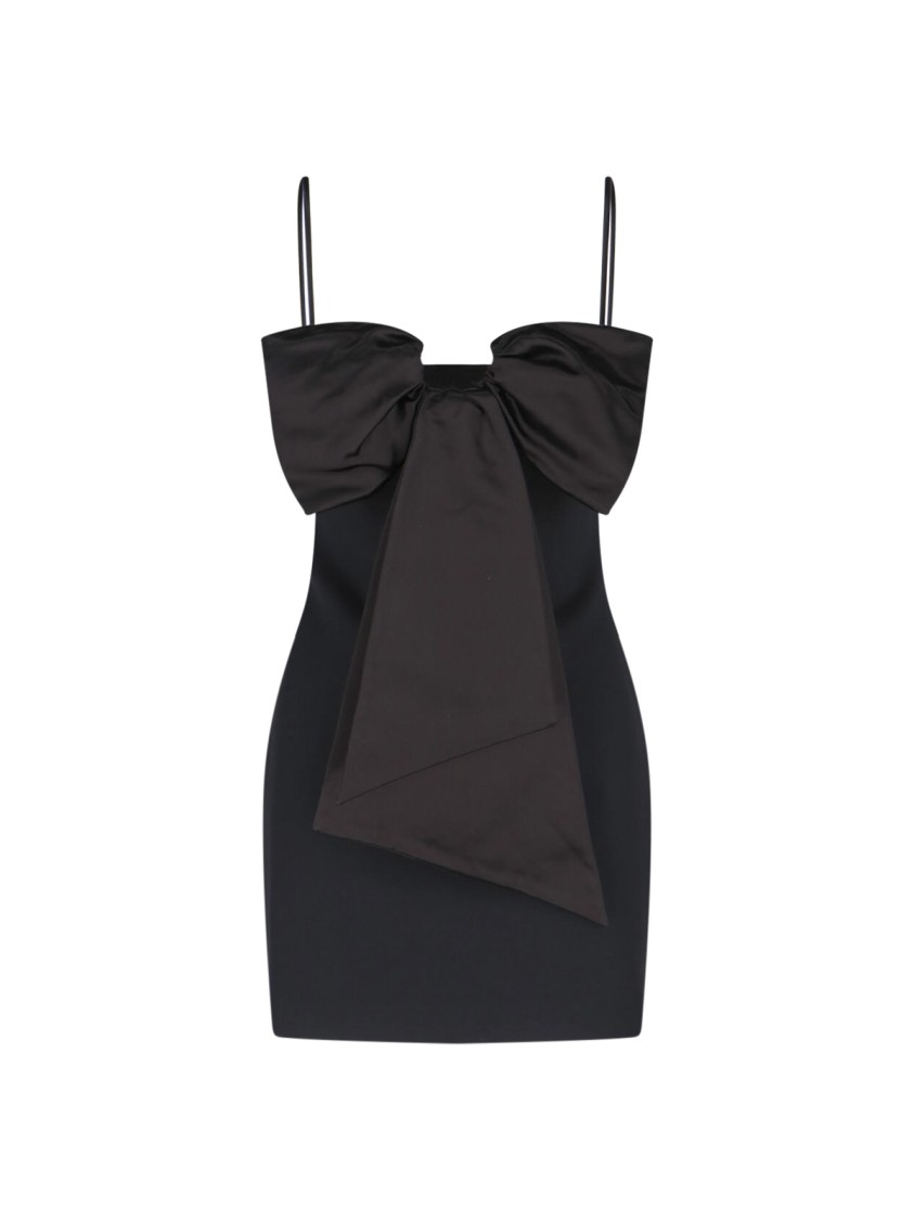 Marc Jacobs Bow Detail Knee Length Dress With Spaghetti Straps In Black
