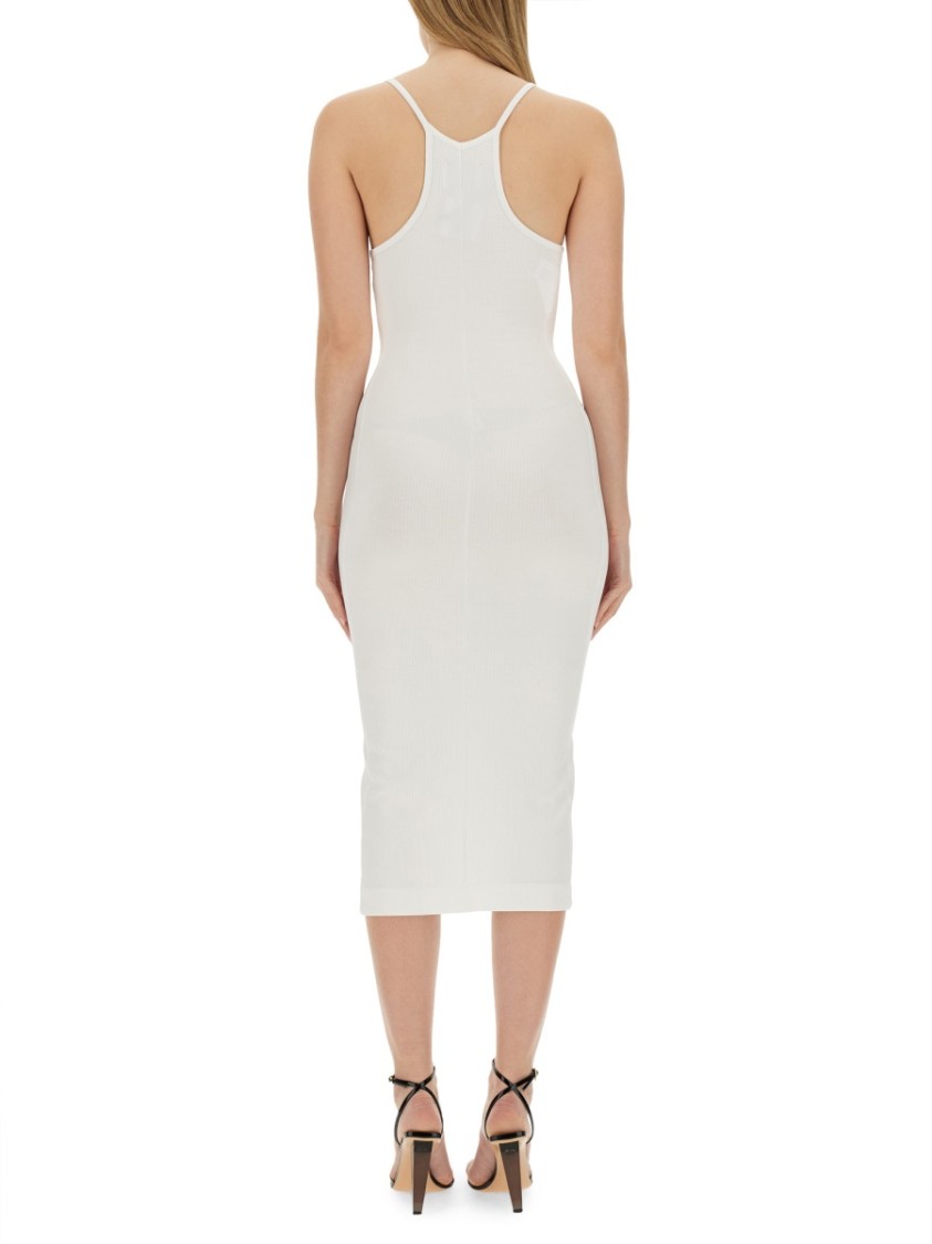 Moschino Logo Logo Thin Shoulder Strap Dress In White