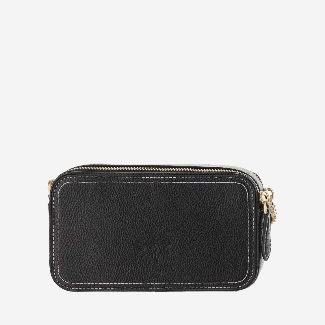 Pinko Borsa A Tracolla Nera Carrie Con Logo Love Birds In Rilievo In Black
