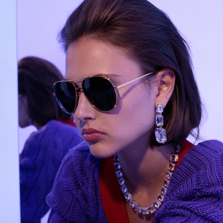 Shop Linda Farrow Newman Aviator Sunglasses In Y