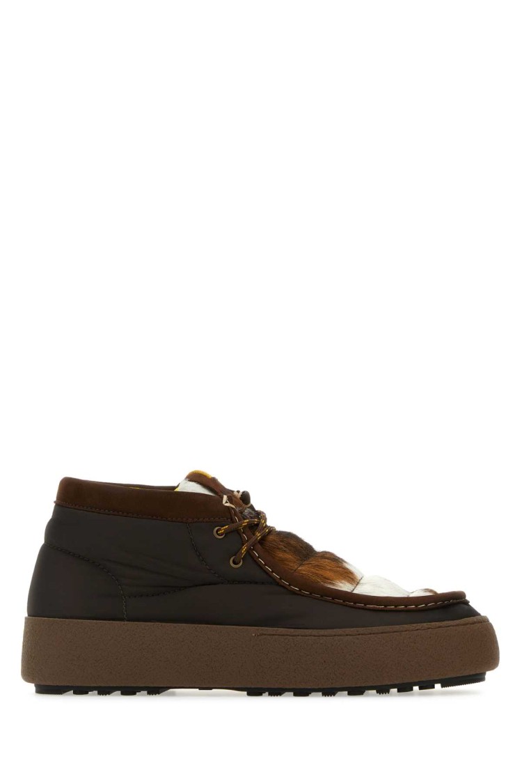 Moon Boot Multicolor Nylon And Leather Mtrack Mid Ankle Boots In Black