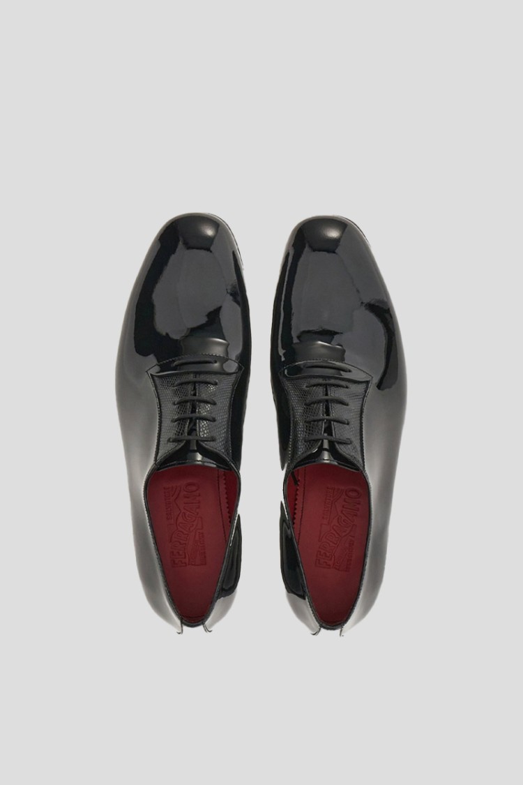 Ferragamo Mens Salvatore Gianbattista Patent-leather Oxford Shoes In Black