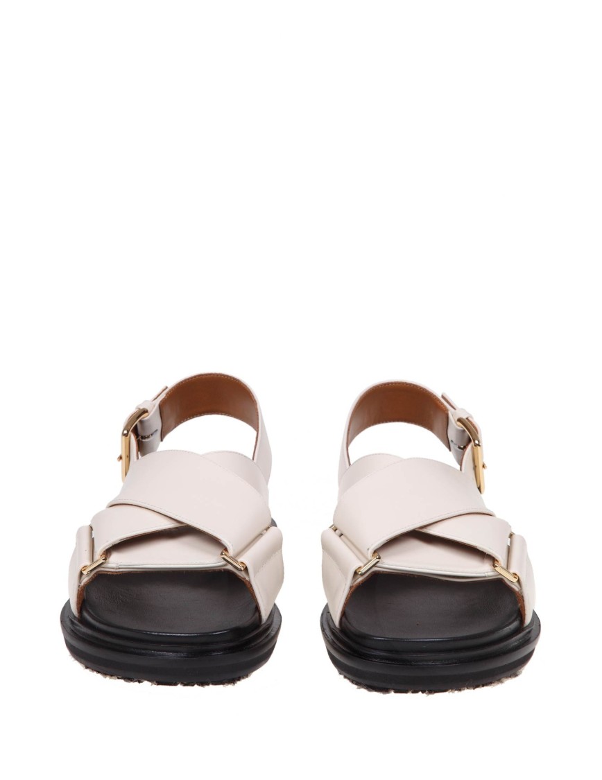 Shop Marni Fussbett Sandal In White Leather