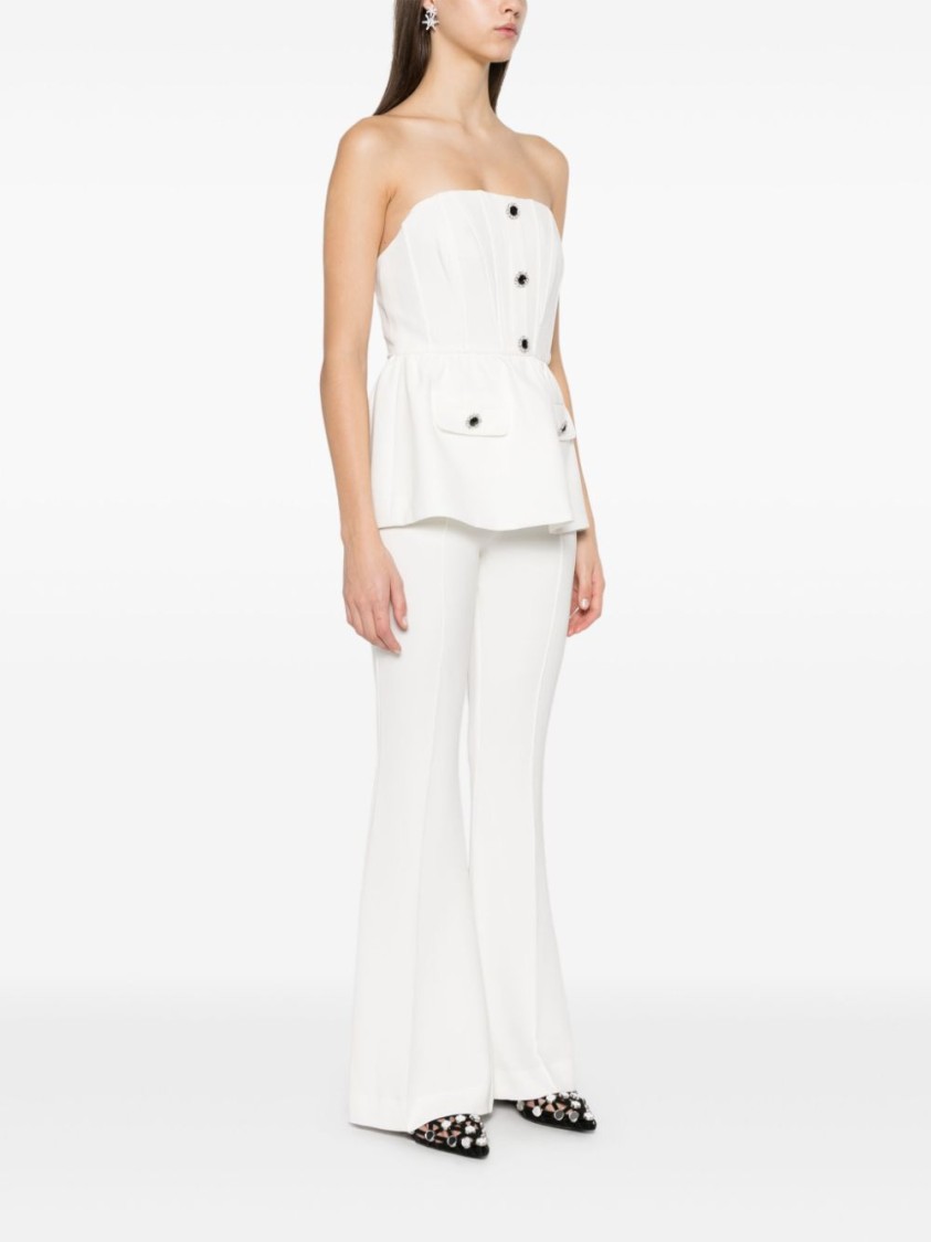 Self-portrait Strapless Belted Embellished Stretch-crepe Jumpsuit In White