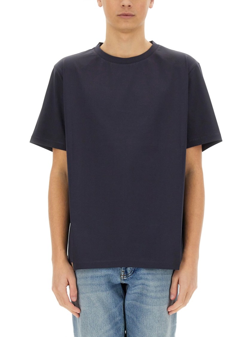 Shop Paul Smith Relaxed Fit Black Cotton T-shirt In Blue
