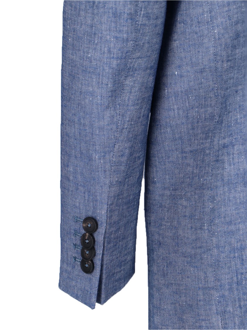 Tagliatore Tailored Jacket With Notched Lapel And Single Vent In Blue