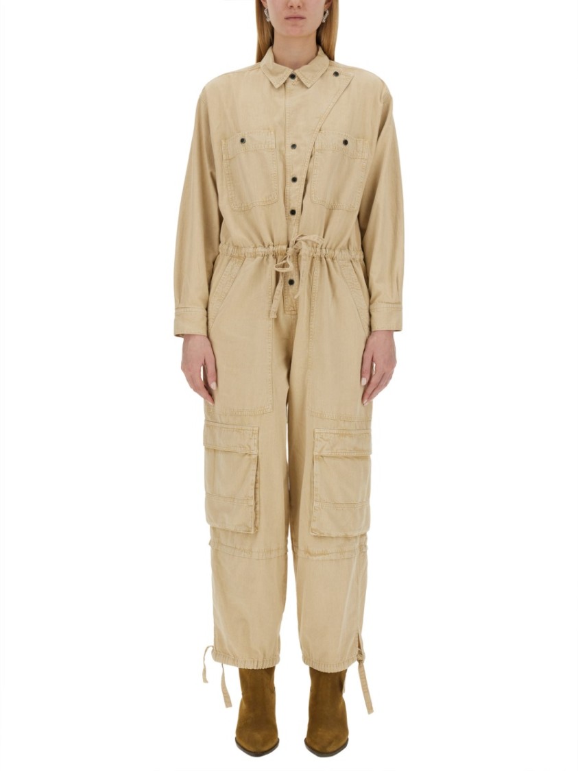 Isabel Marant Étoile Idany Drawstringed Detailed Jumpsuit In Neutrals
