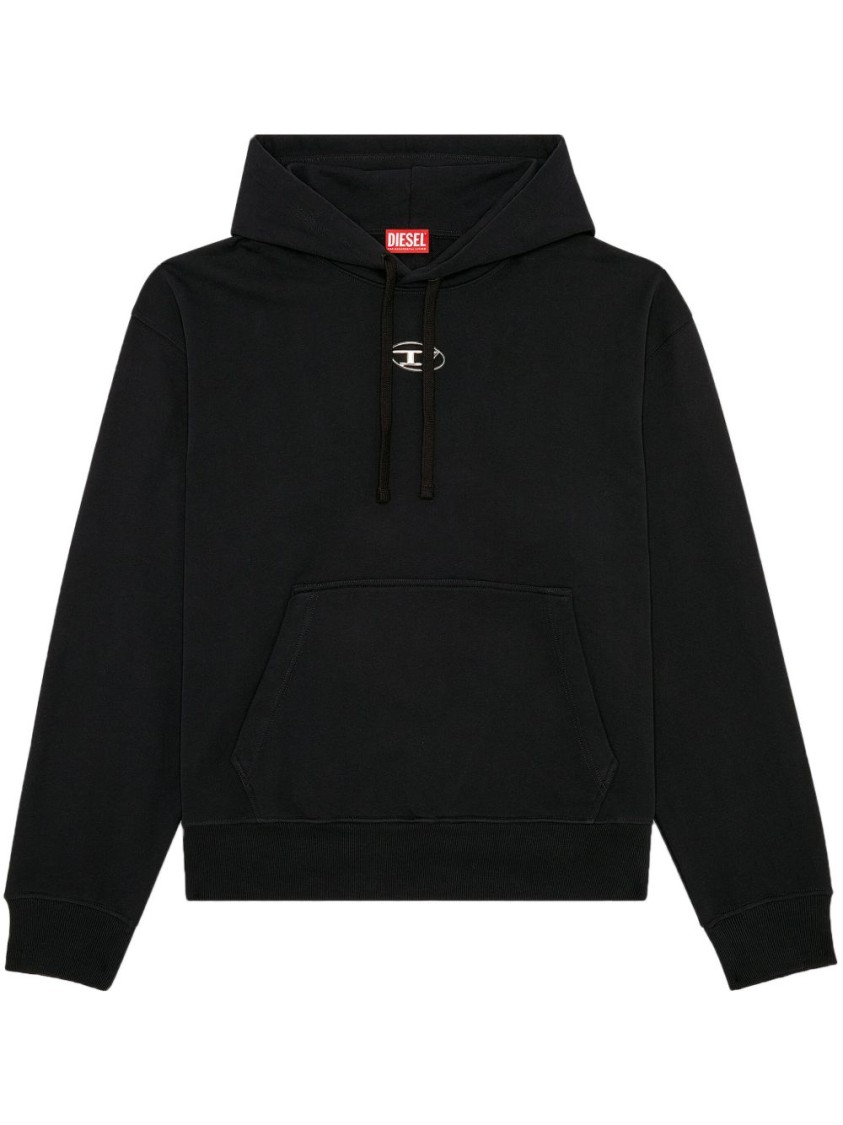 Diesel Relaxed Fit Hoodie With Classic Hood And Kangaroo Pocket In Black