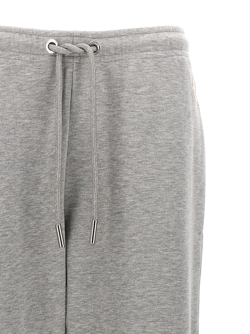Moncler Cotton Blend Joggers With Lurex Thread In Gray