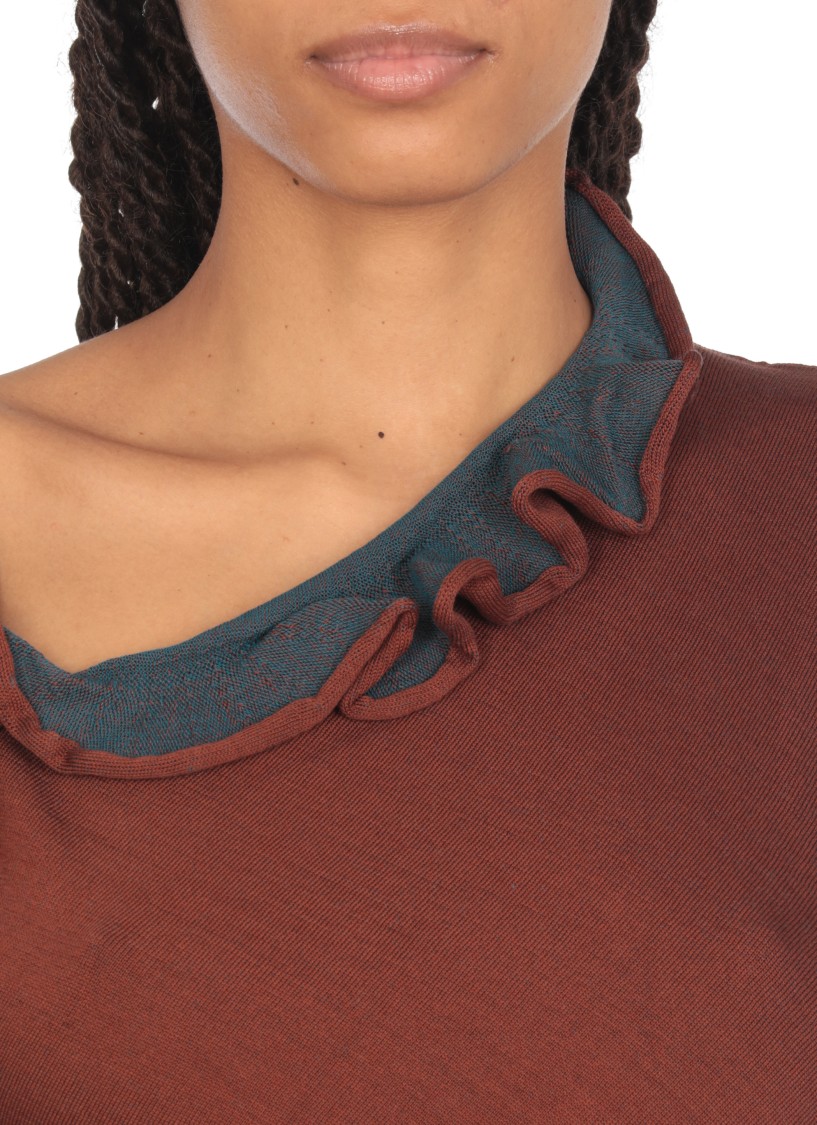 Shop Dries Van Noten Ruffled Volant Brown Cotton Top