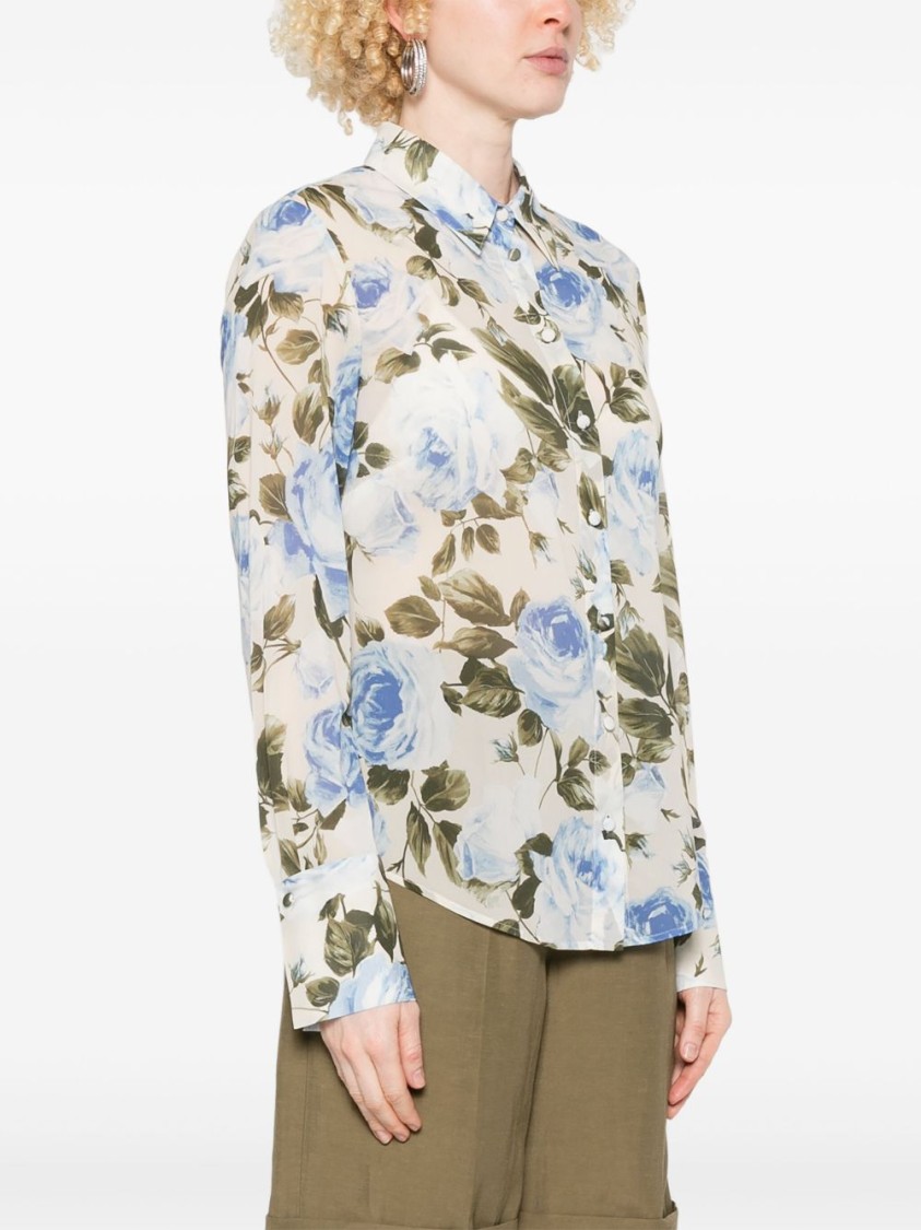Shop Blugirl Long-sleeved Floral Print Shirt In Multicolor